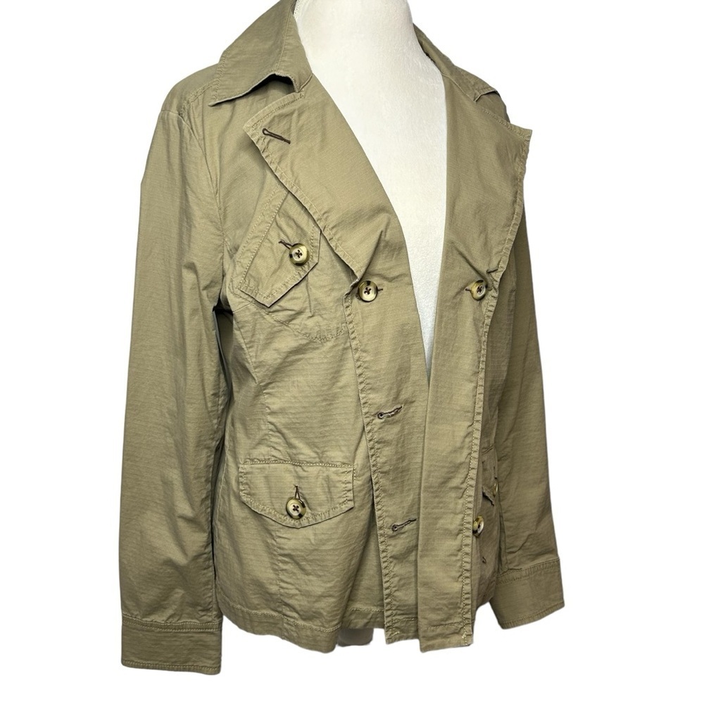 CAbi Jacket Double breasted Tan/Green Utility Safari Size Extra Large Like new